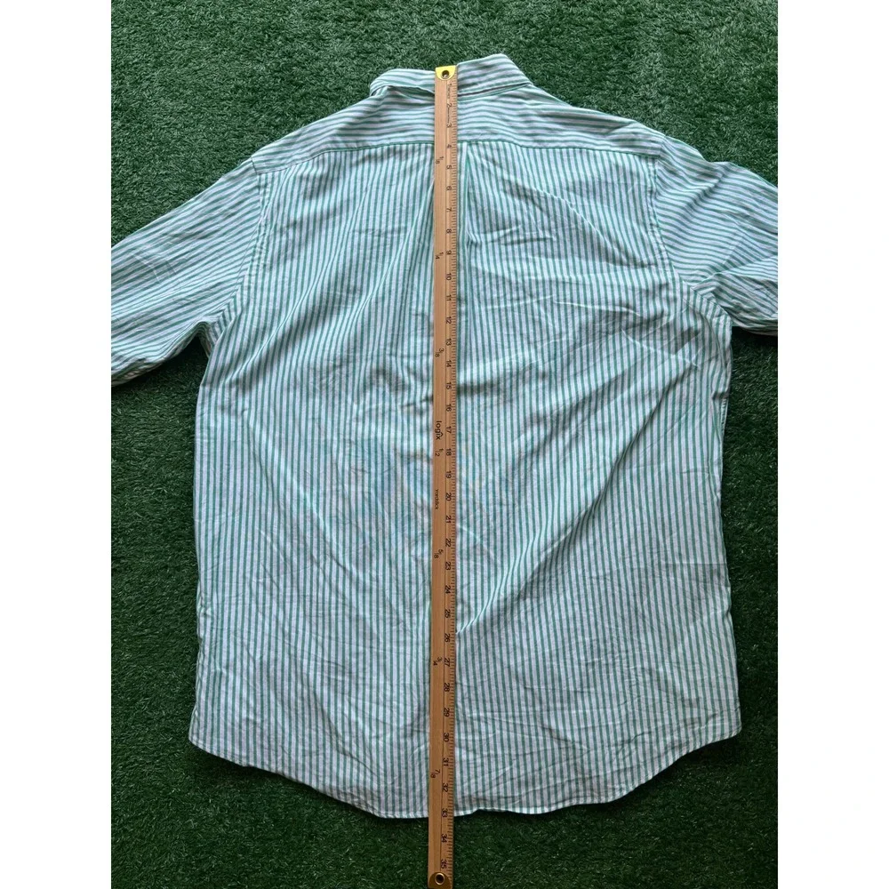 Polo Ralph Lauren Mens‎ XL Green White Striped Short Sleeve Button Down Shirt
